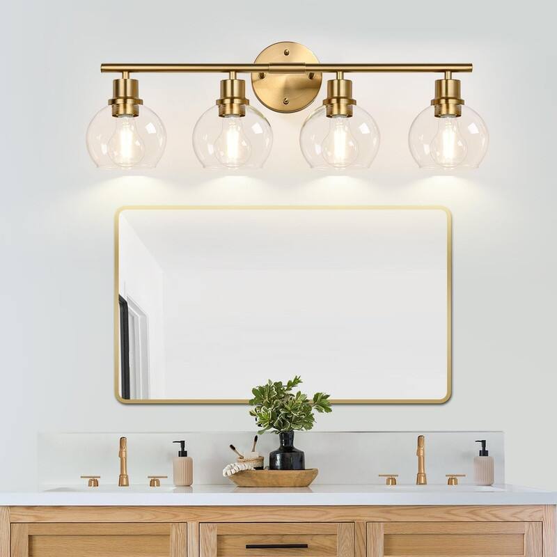 Upgrade 4-Light Bathroom Light Fixtures - Brushed Gold
