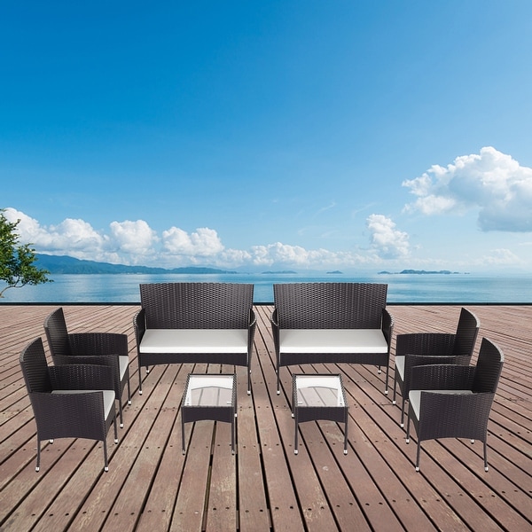 8 Piece Outdoor Garden Rattan Patio Set Cushioned Seat Wicker Sofa. Opens flyout.