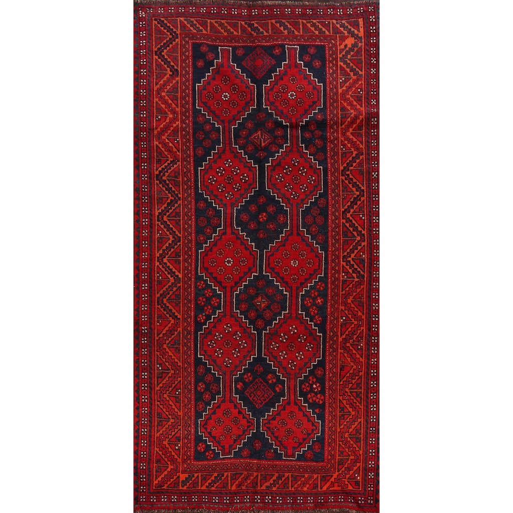 Tribal Geometric Qashqai Persian Area Rug Hand-knotted Wool Carpet - 4'6" x 9'11"