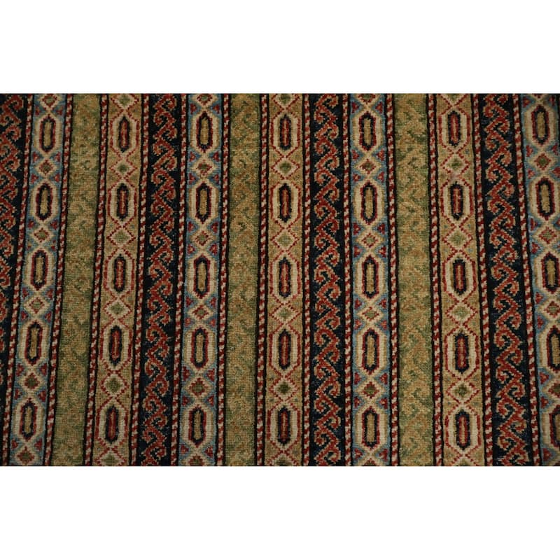 Hand Knotted Oriental 100% Wool Carpet Traditional Geometric Multi-Colored Kazak Area Rug - 5' 11'' X 3' 10''