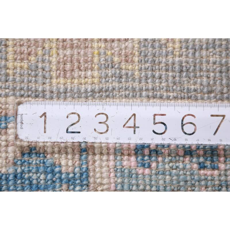 Hand Knotted Oriental 100% Wool Carpet Transitional Geometric Navy Blue & Blues Oushak Area Rug - 10' 4'' X 8' 10''