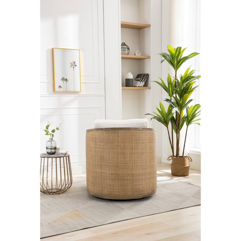 360 Degree Swivel Upholstered Accent Barrel Arm Chair