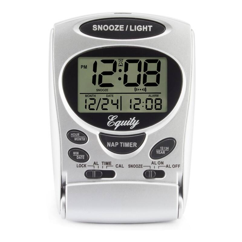 Equity 31300 Silver Travel Alarm Clock with Nap Timer & Backlight