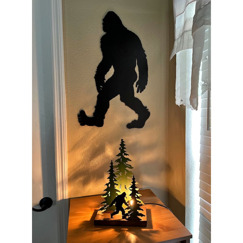 Zeckos Black Metal Bigfoot Silhouette Wall Hanging 24 Inches High