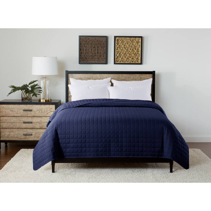Velvet Trim Down Alternative Blanket - Full/Queen - Navy