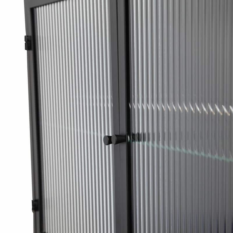 Modern Fluted Glass Wall Cabinet - Adjustable Shelves