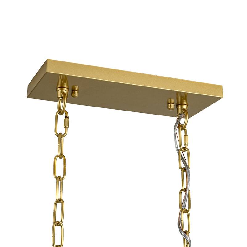 Woven Ivory String Cage 5-Light Linear Kitchen Island Chandelier