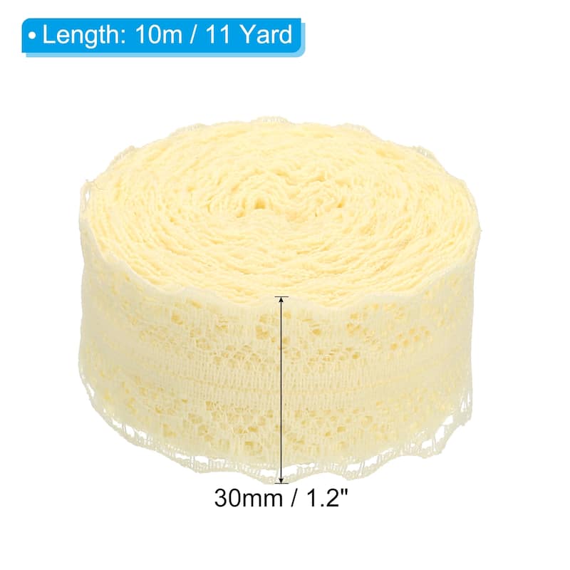 2pcs 1.2" Wide 11 Yards Lace Trim Ribbon Sewing Lace Wrapping Decor - Beige
