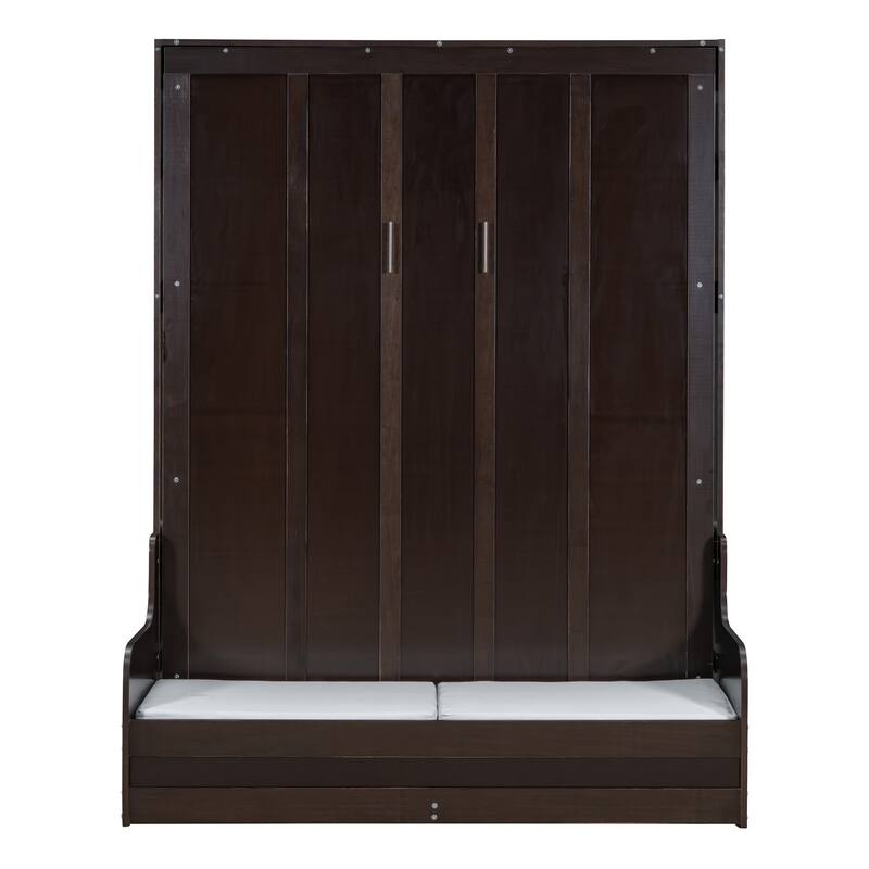 Queen Size Murphy Bed with Cushion - Espresso - Queen