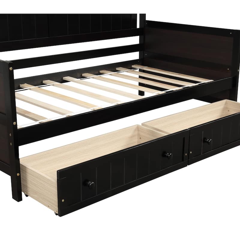 Twin Wooden Daybed with 2 drawers for Bedroom Living Room
