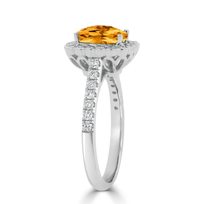 Auriya Vintage 1 1/3ct Cushion-cut Citrine Halo Diamond Engagement Ring 1/2ctw 14k Gold