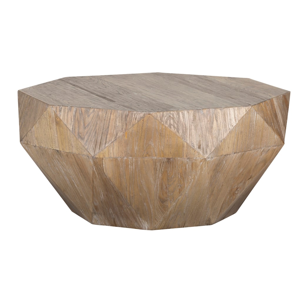Geometric Design Wooden Faceted Coffee Table, Brown