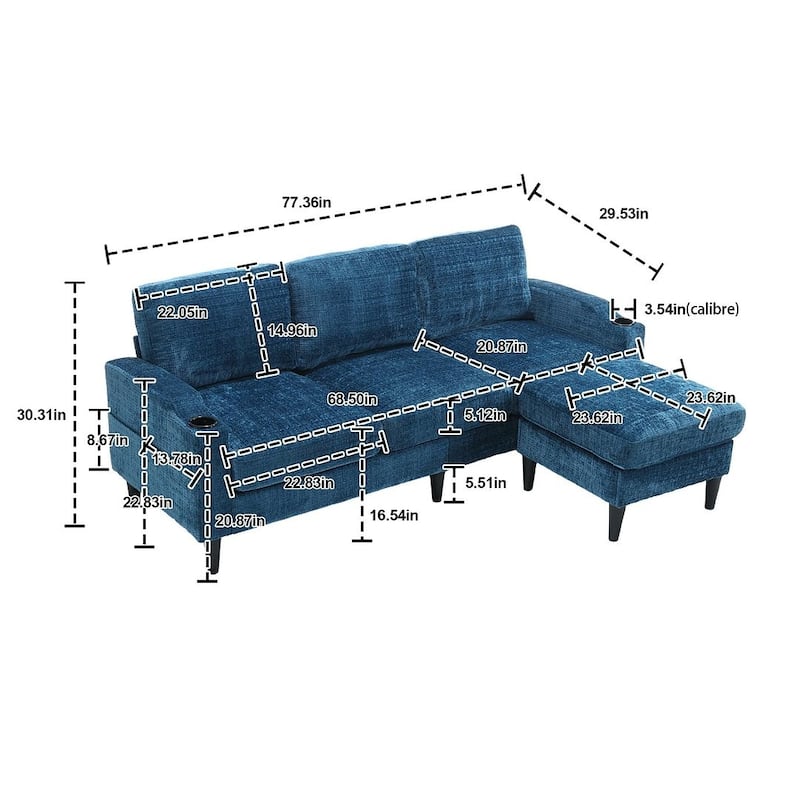 Modular Sleeper Sectional Sofa with Storage Ottoman