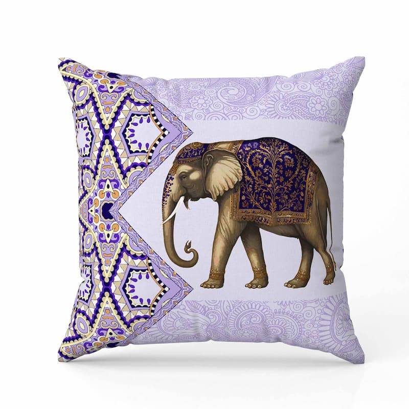 Floraphant Faux Suede Reversible Throw Pillow Lavender and PaleYellow