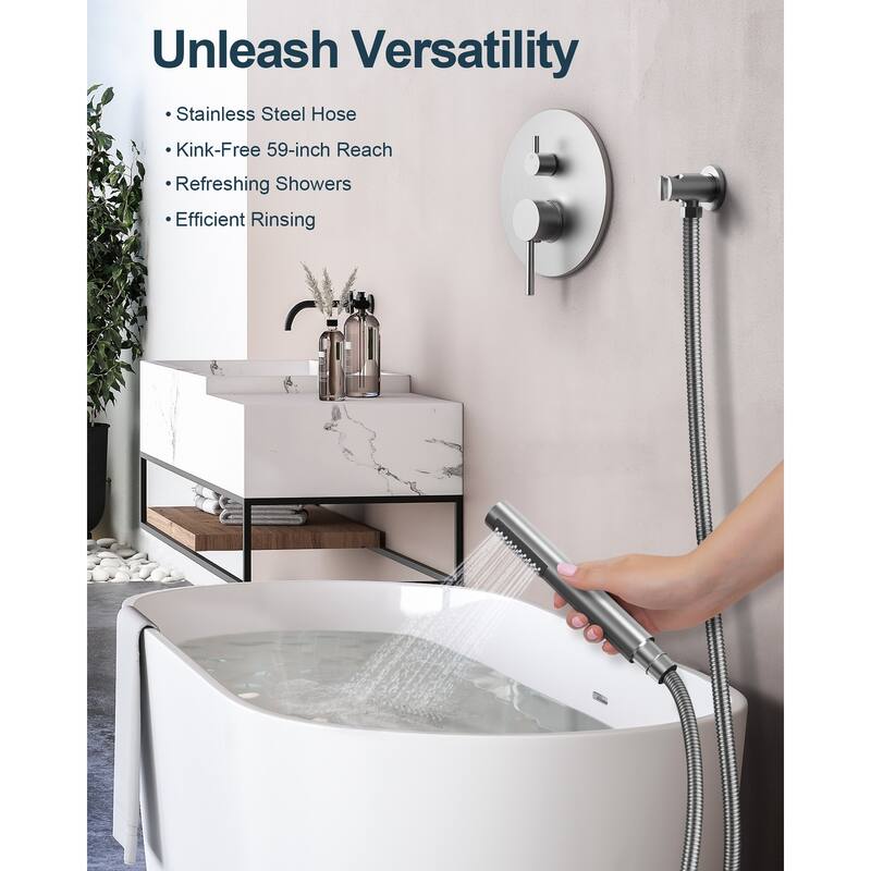 GRANDJOY Wall Mounted Shower System 10" Rainfall Shower Head with Handheld Spray