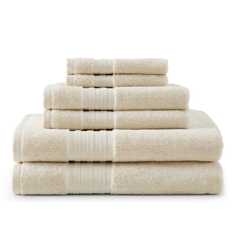 Martha Stewart Skyland Manor Cotton 6 Piece Towel Set - 6 Piece - Beige