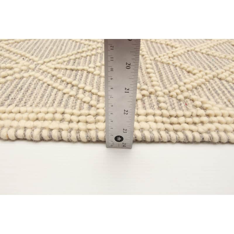 ECARPETGALLERY Braid weave Sienna Cream Wool Rug - 5'0 x 8'0