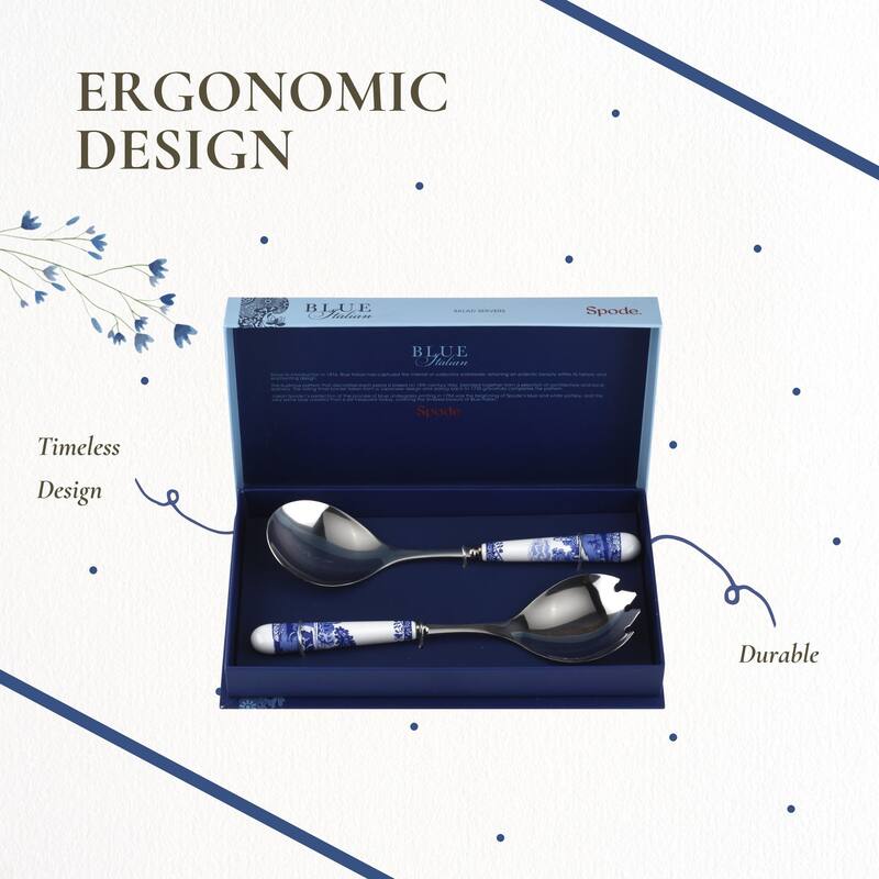 Spode Blue Italian Set of 2 Salad Servers