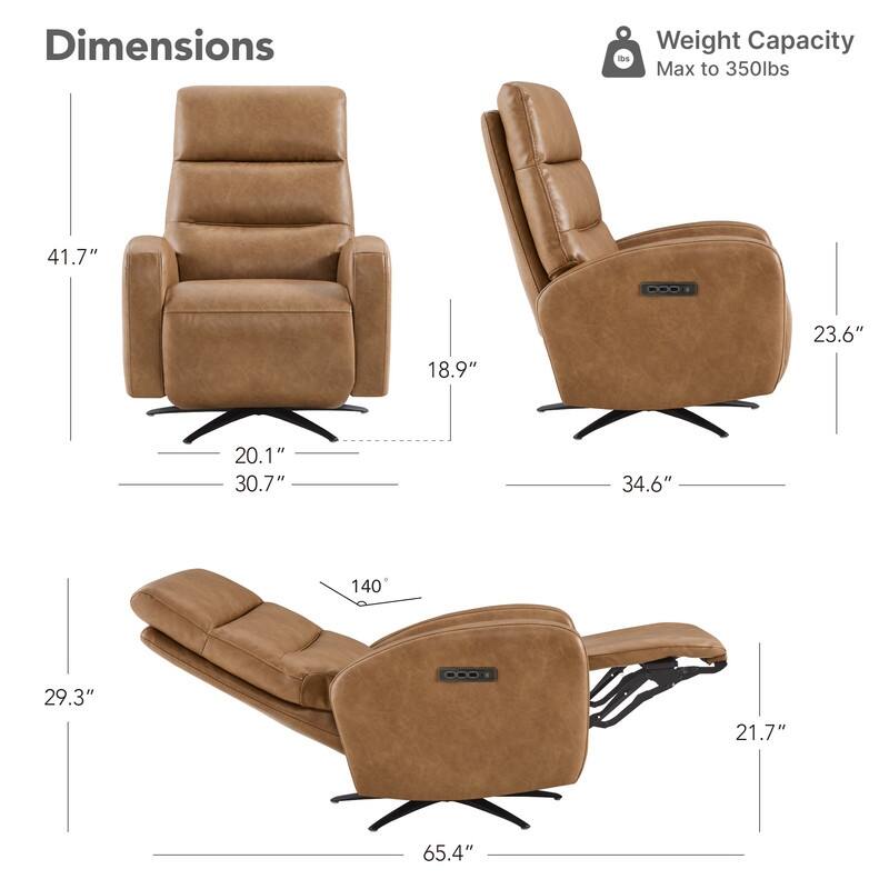 Spruce & Spring Triple-Motor Power Swivel Recliner Chair with Power Headrest