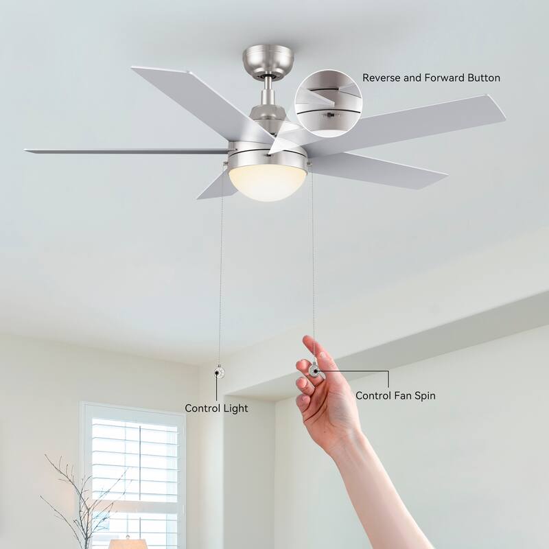 CARRO Norfolk 52" 5-Blade Ceiling Fan with Light and Pull Chain-Downrod