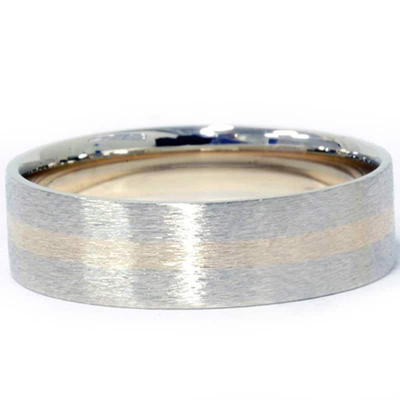 Brushed Two Tone Wedding Band Gold