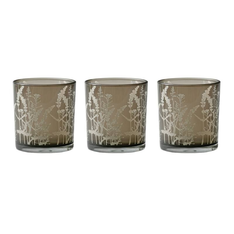 Wildflower Glass Votive Candle Holders - 3" - Set of 3