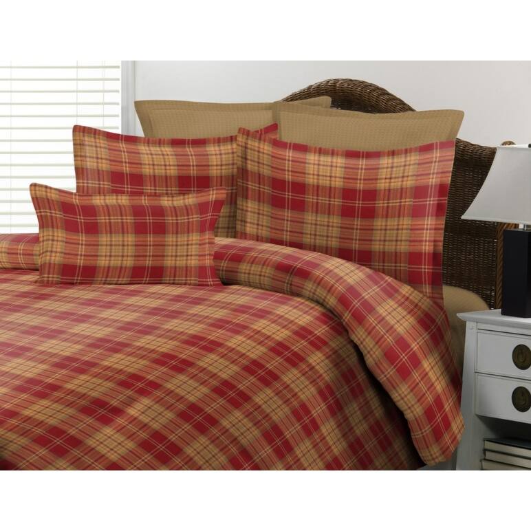 Glasgow traditional yellow and red plaid comforter set On Sale Bed