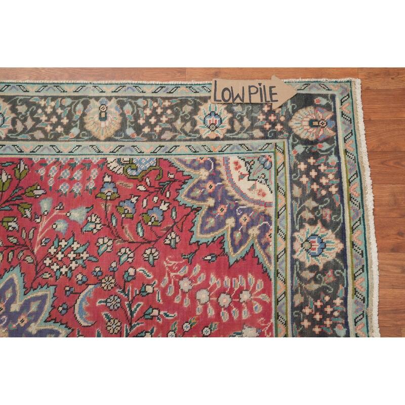 Hand Knotted Oriental 100% Wool Carpet Traditional Floral Pink Tabriz Area Rug - 5' 8'' X 4' 8''