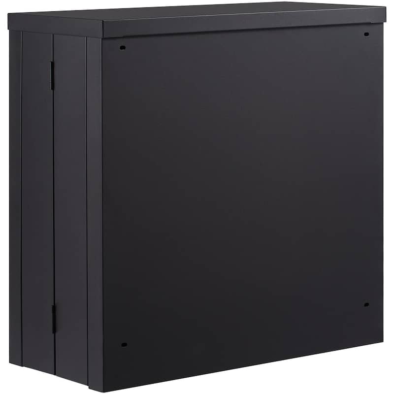 Foldable Metal Wall Cabinet for Garage Office Adjustable Shelf Black - 26 x 12 x 26 in