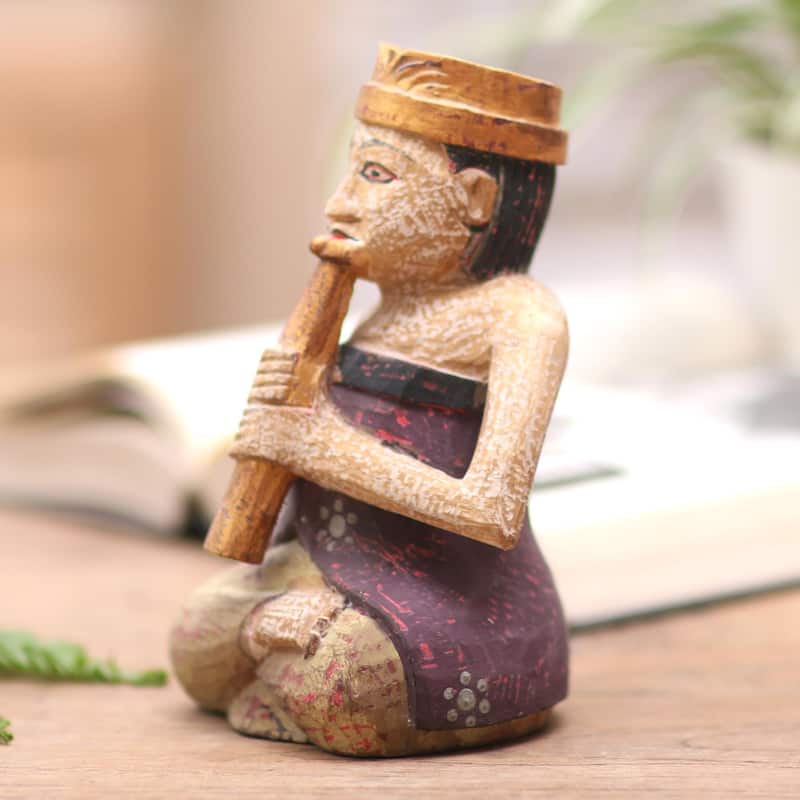 Novica Handmade Morning Healing Wood Statuette