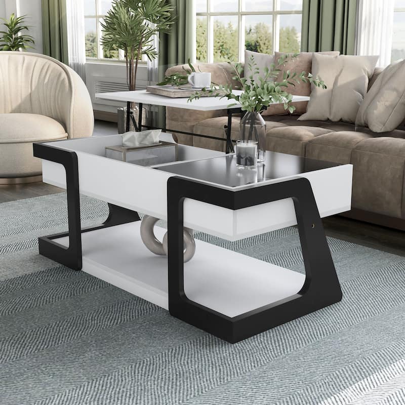 DH BASIC Contemporary White 49-inch Lift-top Coffee Table by Denhour