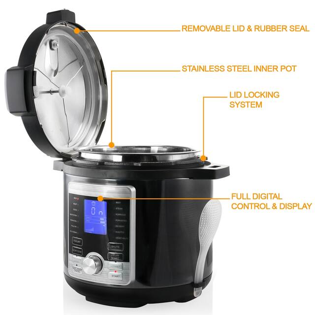 MegaChef Electric Digital Pressure Cooker with 6 Quart Capacity