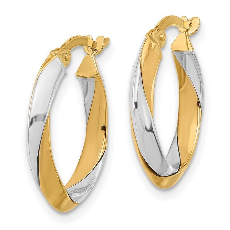 Curata 14k Two Tone Gold Polished Twist Hoop Earrings - 19.9x19.2mm