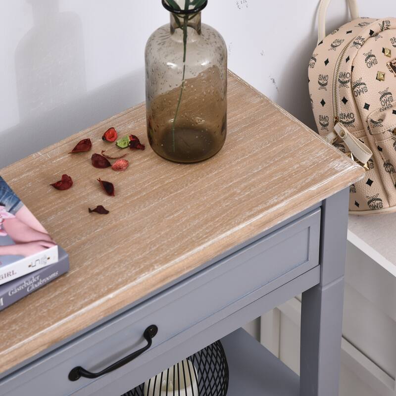 HOMCOM Retro-Styled Sofa Console Entry Hallway Table with Multifunctional Design, Durable Build, & Large Storage