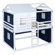 preview thumbnail 26 of 37, Full Size Solid Wood House Bunk Bed with Tent & Ladder