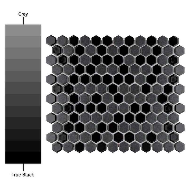 Merola Tile Citi Hex Black 10-1/4" x 11-7/8" Porcelain Mosaic Floor and Wall Tile