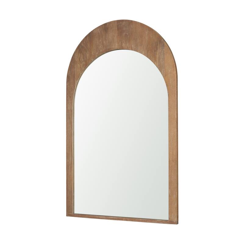 HomeRoots 48" Light Brown Solid Wood Arch Framed Accent Mirror - 30.00 in. x 48.00 in. x 1.00 in.