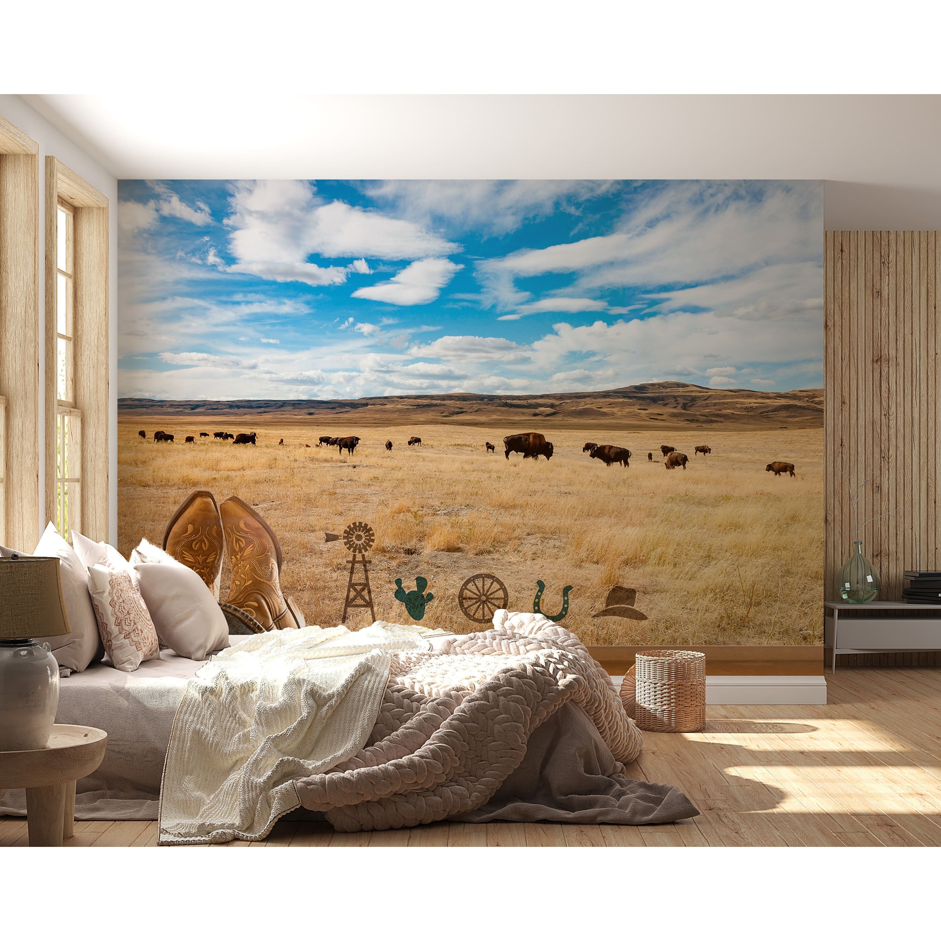 Peel & Stick Landscape Wall Mural - Texas Ranch - Removable Wallpaper ...