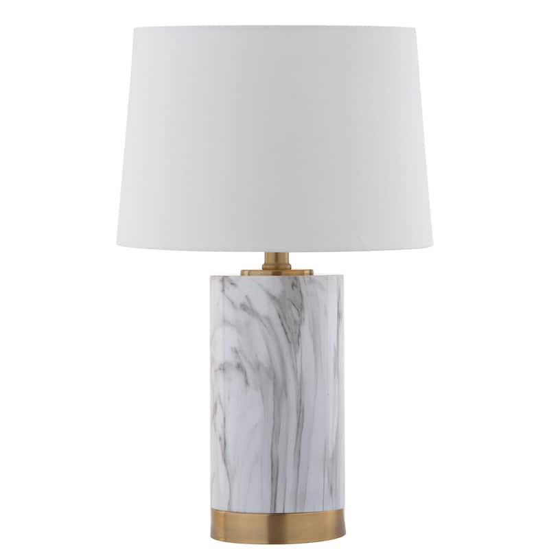 SAFAVIEH Lighting Piper 18.25-inch White/ Black Marble Table Lamp - 11" x 11" x 18.25" - 11Wx11Dx18H