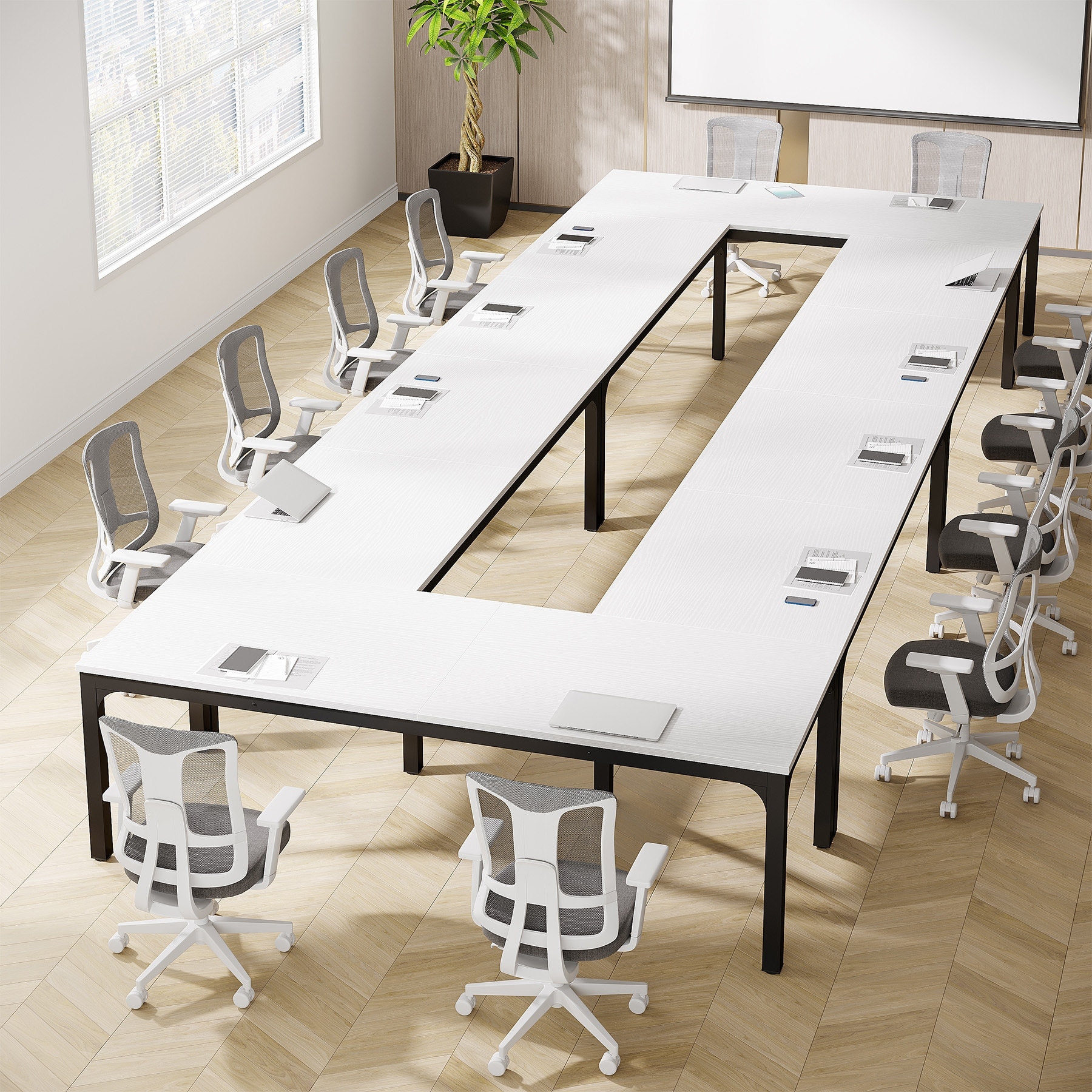 19FT Conference Table,Large Rectangle Meeting Seminar Table for 16-22 Person