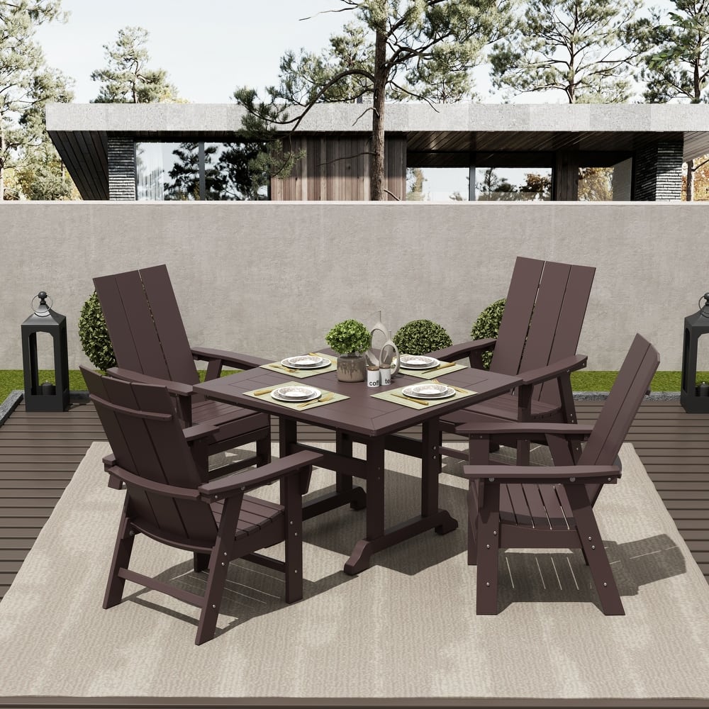 Shoreside 5-Piece Square Poly Eco-Friendly All Weather Outdoor Dining Set with Armchairs