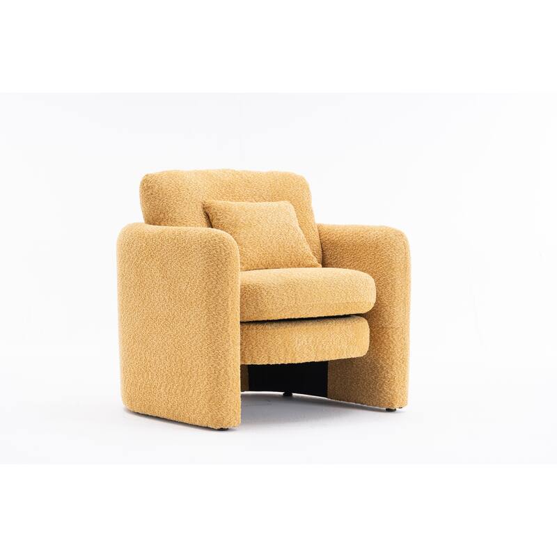 Chenille Round Corner Accent Chairs with Ergonomic Support and Tool-Free Assembly