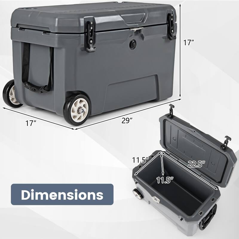 Gymax 52 Quart Portable Hard Cooler w/6-Day Ice Retention Pull Handle