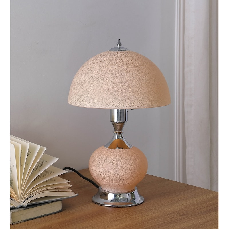 15.75"H Blush Pink Art Deco Glass W/ Night Light Table Lamp