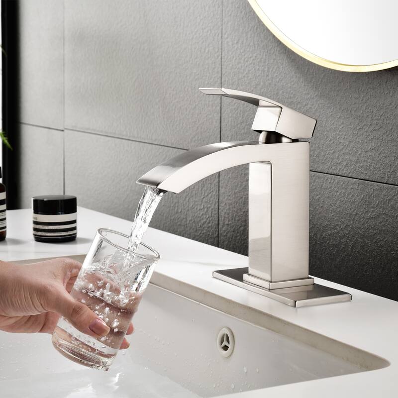 6.54"H Solid Brass Single Handle Single Hole Bathroom Waterfall Faucet