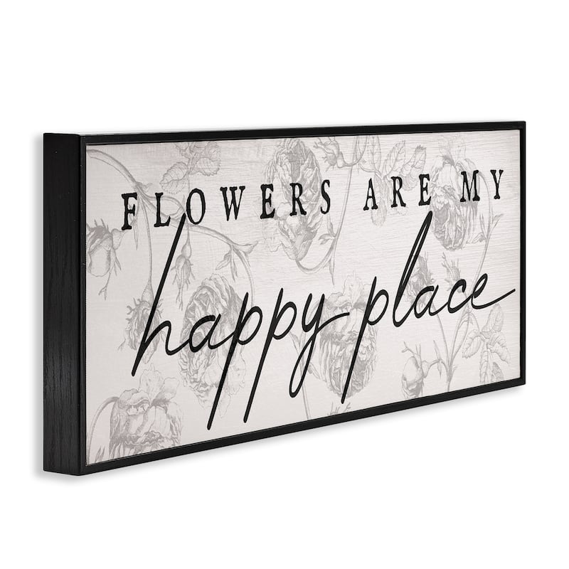 Stupell Flowers Are Happy Place Framed Giclee Art Design By Lil' Rue