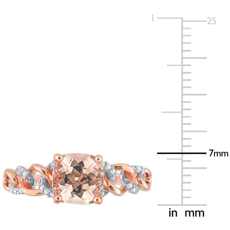 Miadora Cushion Morganite and 1/10ct TDW Diamond Link Engagement Ring in 10k Rose Gold
