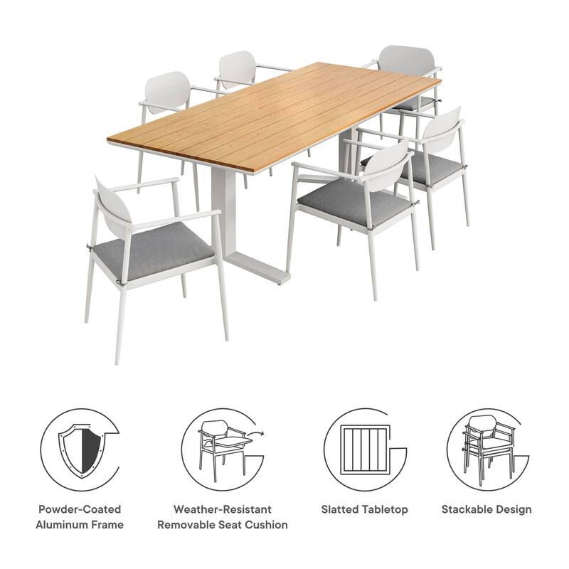Aeris 7-Piece Outdoor Patio Aluminum Dining Set