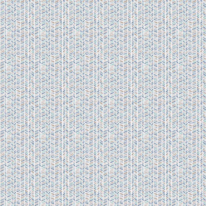 Galerie Wallcoverings Small Prints Stained Glass Stripe Non-woven Matte Wallpaper Roll - 33-feet long x 21-inches wide - Teal/Navy/Tan