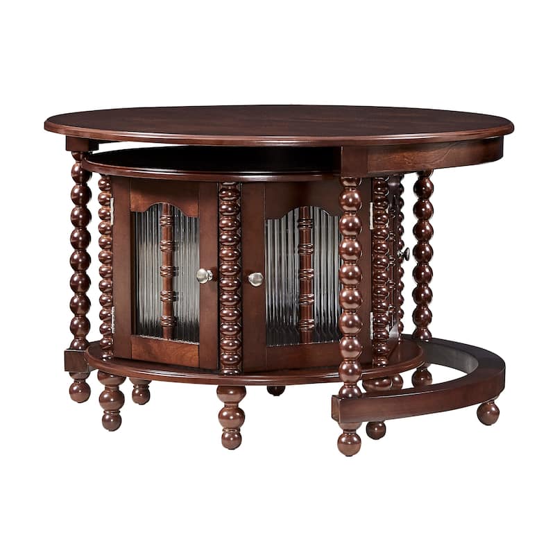Vintage Walnut Nesting Coffee Table Set with Hidden Storage by Harper&Bright Designs